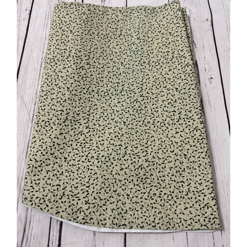 Curtain Valance Beige Green Primitive Vine Print 92” X 17” Cotton Scalloped